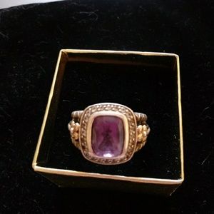 Sterling Authentic Amethyst Unique Ring